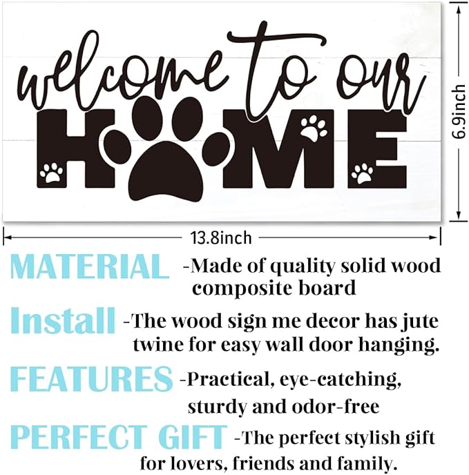 Welcome Sign for Front Door, Front Door Decor Wooden Hanging Sign for Wall Decor - Image 2