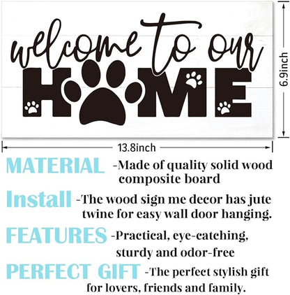 Welcome Sign for Front Door, Front Door Decor Wooden Hanging Sign for Wall Decor - Image 2