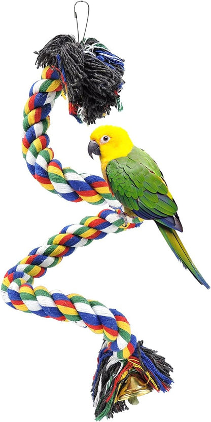 WishLotus Bird Perches, Parrot Colorful Climbing Rope Swing Toys Parrot Stand - Image 8
