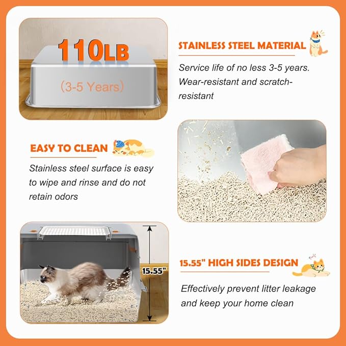 Vivifying Stainless Steel Litter Box - Image 5