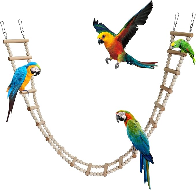 Bird Ladder Bridge, Wooden Pet Hamster Climbing & Swing Toys, Cage Accessories by Dnoifne