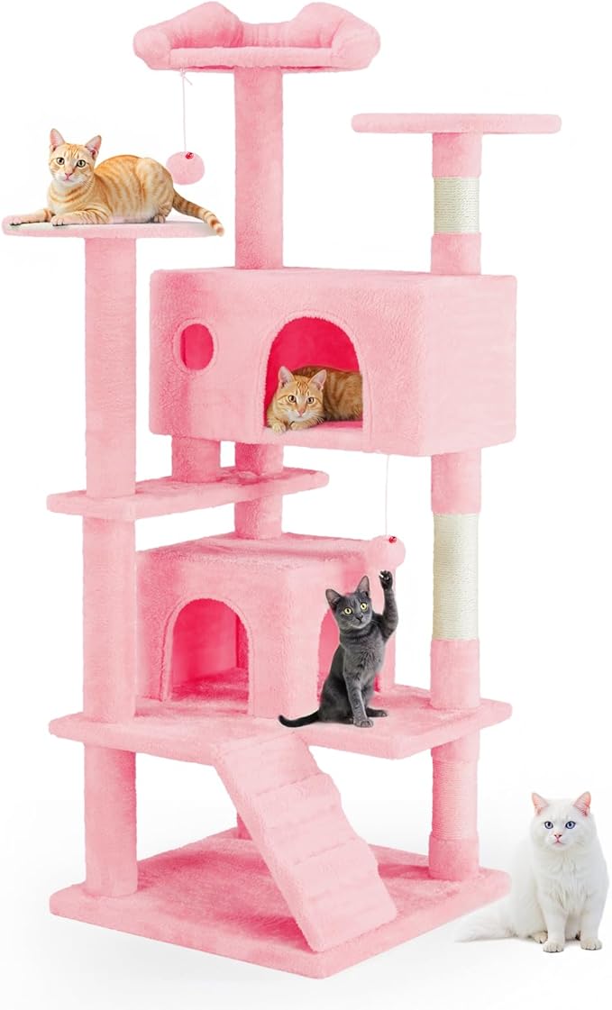 Cat Tree 54 Inch, Sisal Scratching Posts and Climbing Ladder, Pet Play Toy by Aidoly