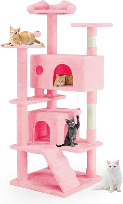 Cat Tree 54 Inch, Sisal Scratching Posts and Climbing Ladder, Pet Play Toy by Aidoly