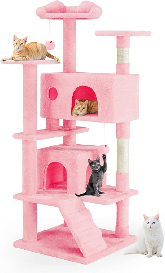 Cat Tree 54 Inch, Sisal Scratching Posts and Climbing Ladder, Pet Play Toy by Aidoly