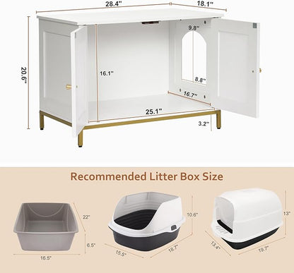 Homhedy Cat Litter Box Enclosure, Cat Washroom Furniture - Image 4