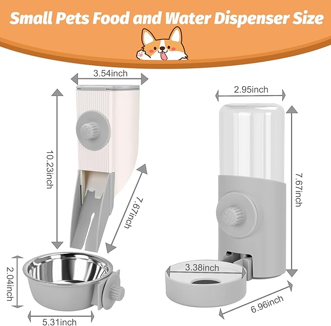 Yummy Sam Hanging Cage Automatic Small Pet Food Bowl Water Bottle Dispenser - Image 2