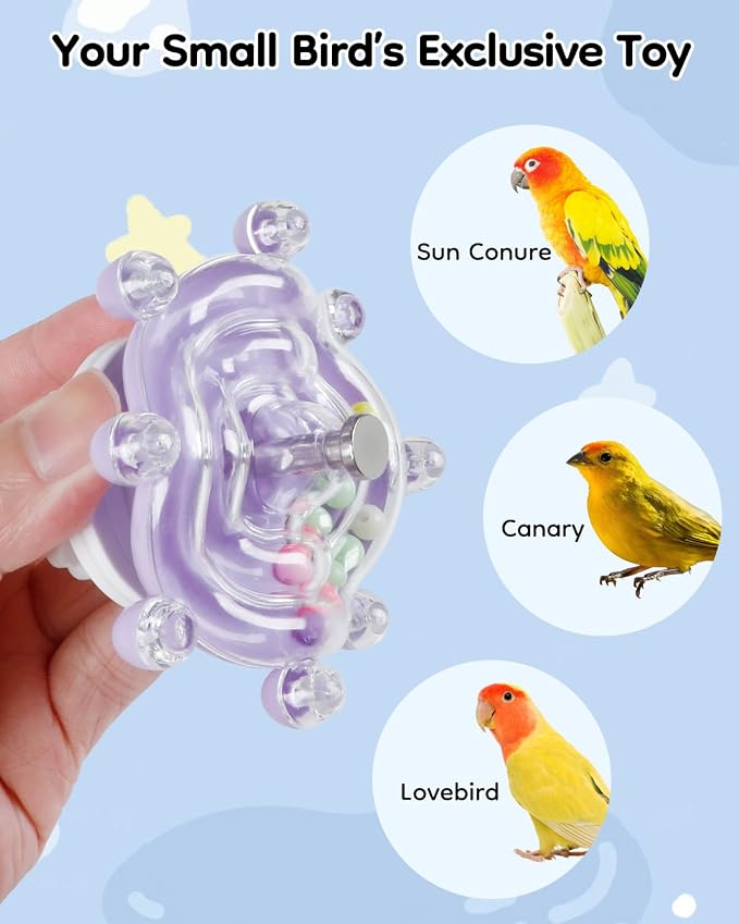 Pawfly 2 Pcs Bird Toys for Parakeets, Colorful Spinning Wheel Chew Toys - Image 8
