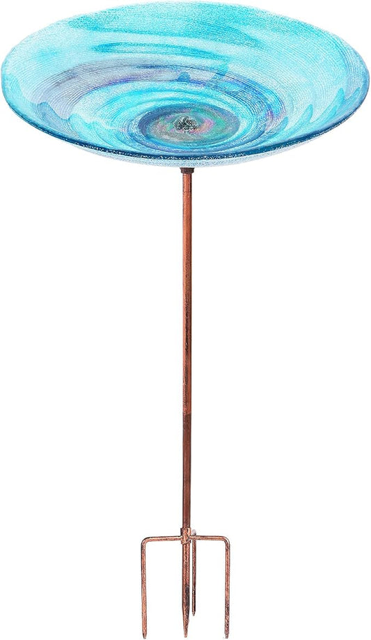 VCUTEKA Outdoor BirdBath Glass Bird Bath Garden Bird Feeder by VCUTEKA