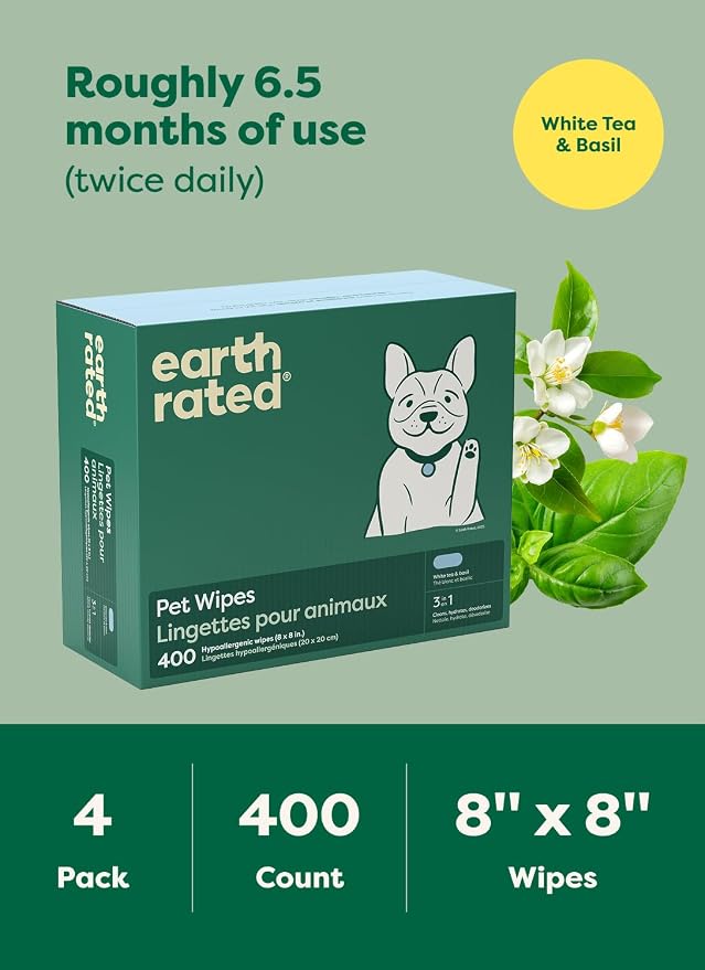 Earth Rated Pet Wipes for Dogs and Cats, Hypoallergenic, 3-in-1 Cleaning - Image 8