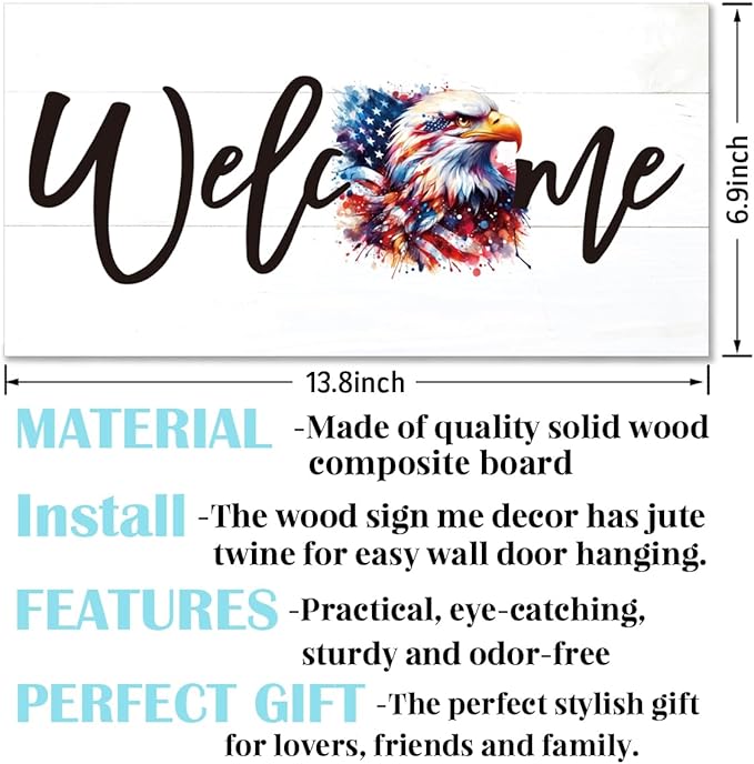 Welcome Sign for Front Door, Welcome Decor Wooden Hanging Sign for Wall Decor - Image 2