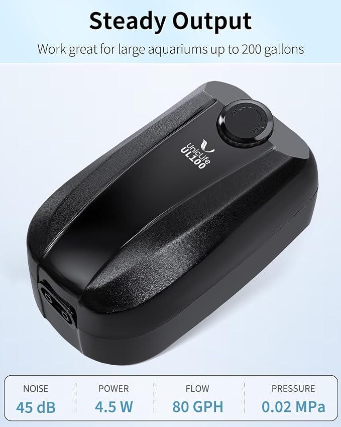 Uniclife Aquarium Air Pump Dual Outlet Fish Tank Aerator - Image 3