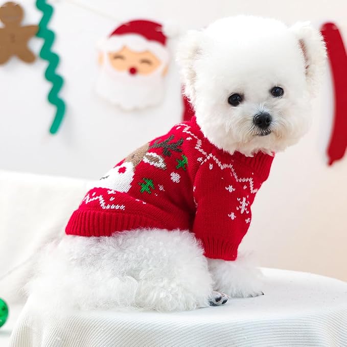 Christmas Dog Outfit Red Puppy Sweater - Image 3