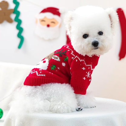 Christmas Dog Outfit Red Puppy Sweater - Image 3
