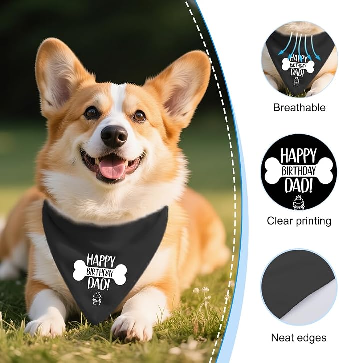 Happy Birthday Dad Funny Dog Bandana, Dog Scarf Accessory - Image 3