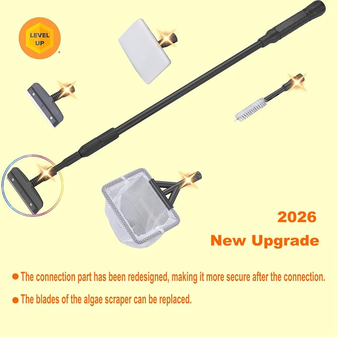 Carefree Fish 4IN1 Aquarium Cleaning Tools Long Handle Adjustable Length - Image 2