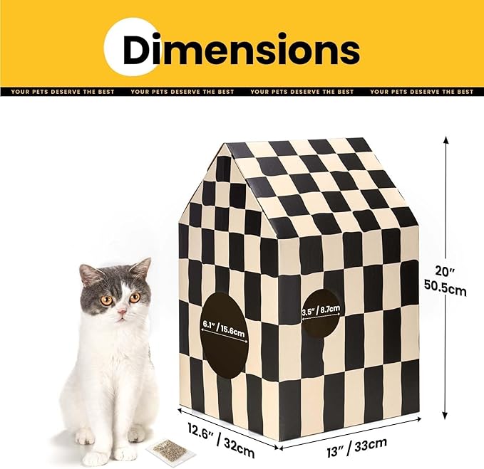 Cardboard Cat House with Scratch Pad & Catnip, Cat Play Scratching House - Image 5