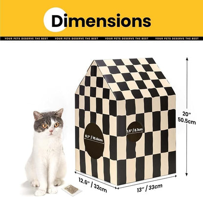 Cardboard Cat House with Scratch Pad & Catnip, Cat Play Scratching House - Image 5