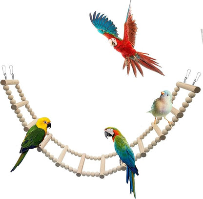 Bird Ladder Bridge, Wooden Pet Hamster Climbing & Swing Toys, Cage Accessories by Dnoifne