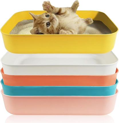 5PCS Small Litter Box, Plastic Kitten Litter Box, 13.9 x 9.8 x 3 Inch Open by GCVOPTON