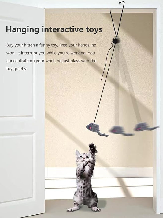 Kalimdor Interactive Cat Feather Toys, Retractable Teaser Toy ，Hanging - Image 2