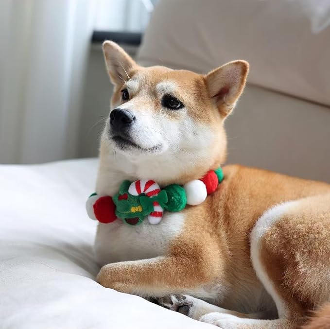 Lionheart glory Christmas Collar Pom-Pom Plush Ball Collar - Image 5