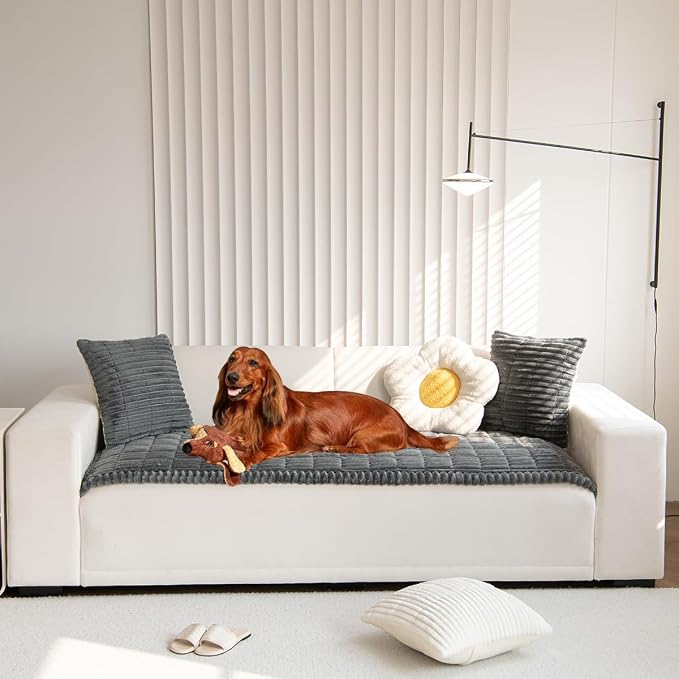 Sofa Cover Fuzzy Couch Cover for Pet, Couch Covers for Dogs Washable Non-Slip by Mitid