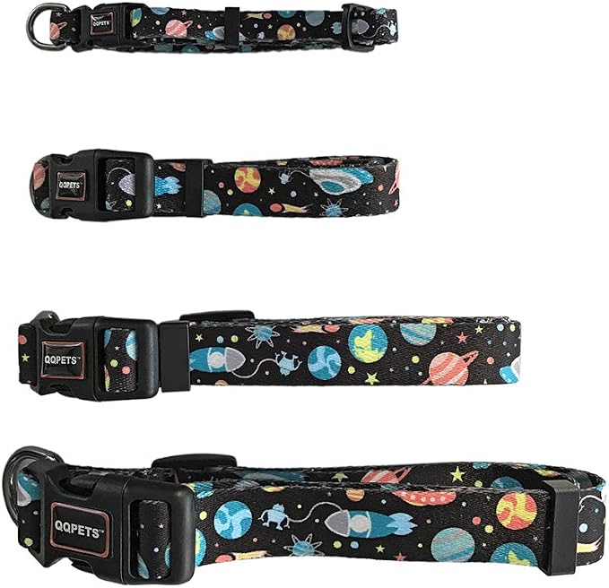 QQPETS Adjustable Soft Dog Collar: Print Flower Pink Multicolor Cute Patterns - Image 7