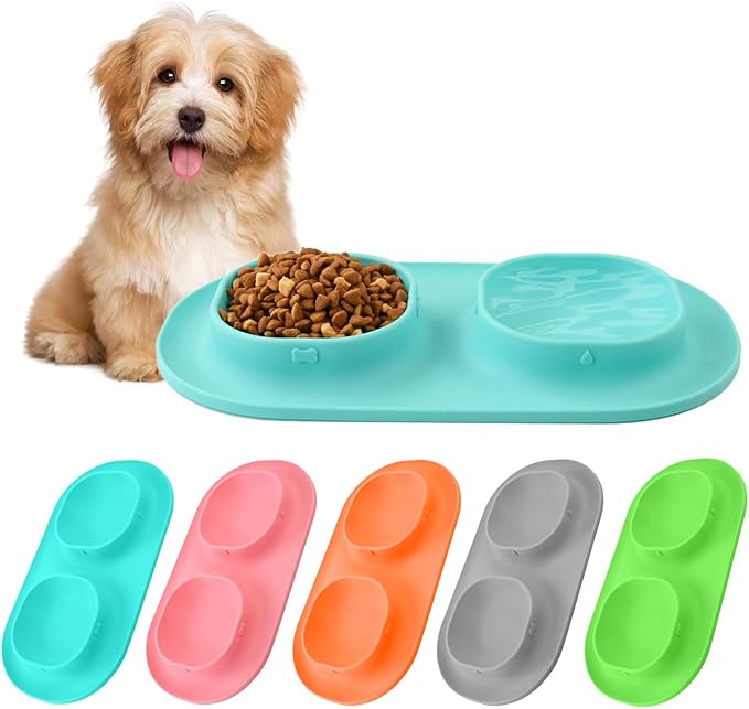 Small Size Puppy Dog Bowls: Food and Water Bowls Set by HOYEHOLA
