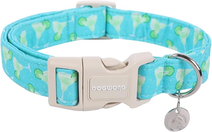 DOGWONG Cotton Dog Collar, Spring Summer Dog Collar Durable Soft Natural Fabric by DOGWONG