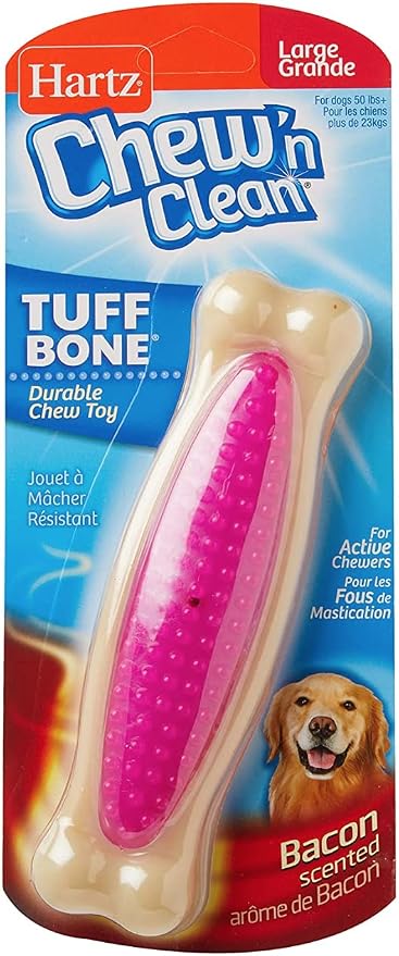 Hartz Chew 'n Clean Tuff Bone Bacon Scented Dental Dog Chew Toy - Image 4
