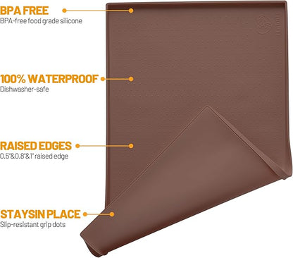 Hubulk Dog Feeding Mat, 100% Waterproof Food Grade Silicone Pet Food and Water - Image 2