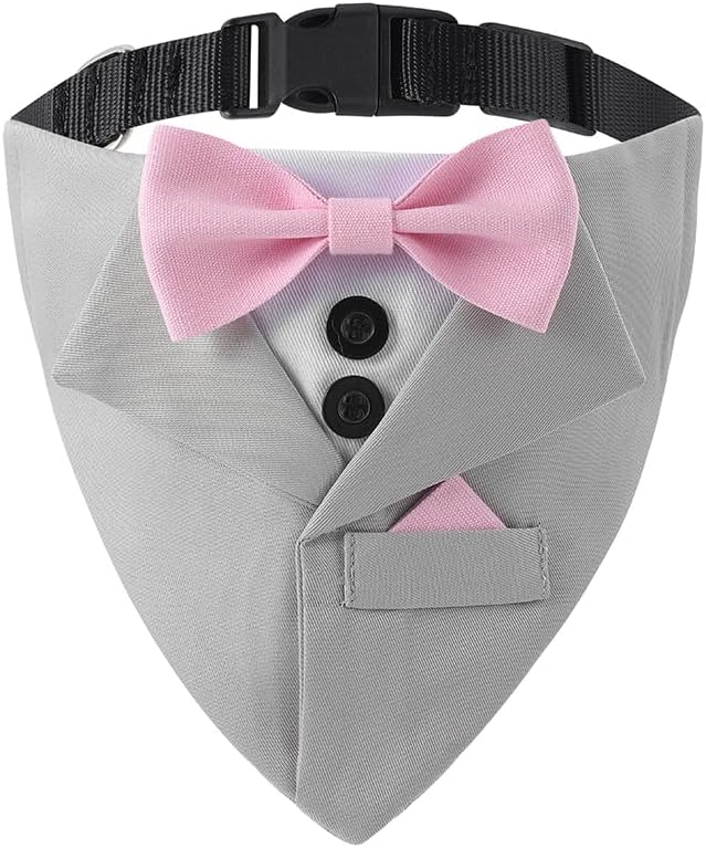 Tuxedo Dog Collar for Wedding Engagement and Birthday, Adjustable Formal Dog by DOGTACT