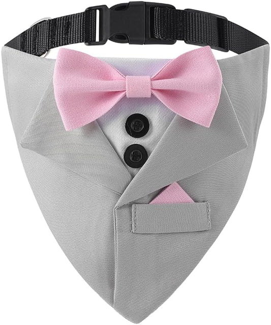 Tuxedo Dog Collar for Wedding Engagement and Birthday, Adjustable Formal Dog by DOGTACT