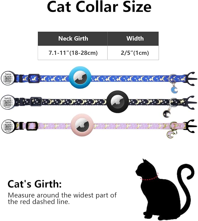 Breakaway Cat Collars with Bell Moons Stars Cute Kitty Adjustable Safe Kitten - Image 3