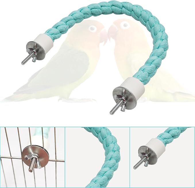 U Shape Bird Parrot Perch Stand Toy, Cotton Bendable Parakeet Standing Climbing - Image 4
