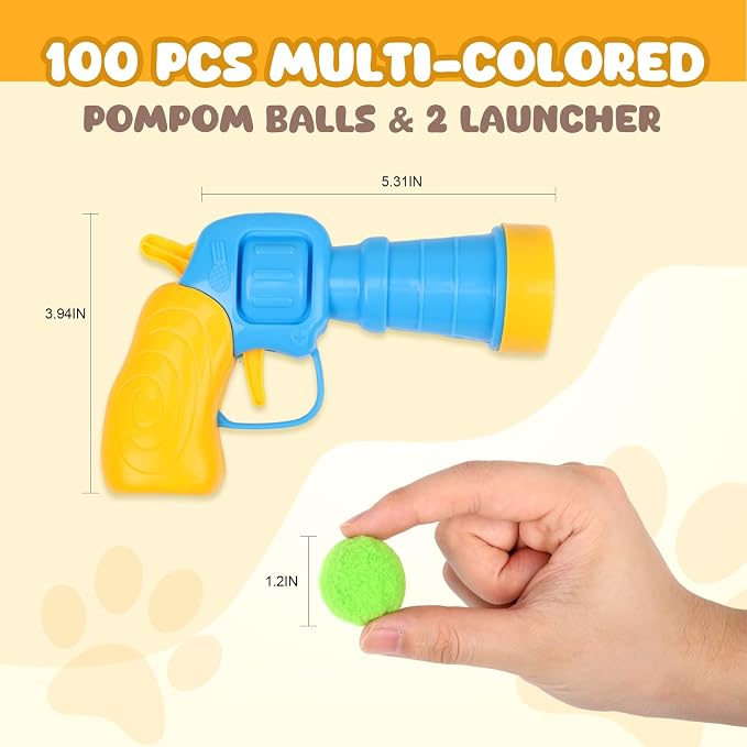 100PCS Cat Ball Toys with 2 Launchers Set, Funny Interactive Cat Toys - Image 2
