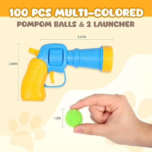 100PCS Cat Ball Toys with 2 Launchers Set, Funny Interactive Cat Toys - Image 2