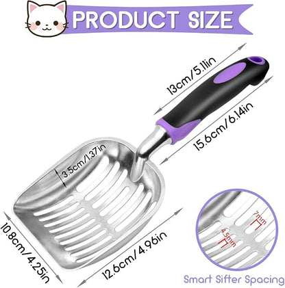 Cat Litter Scoop, Metal Cat Scooper, Rubber Handle Scoop, Sifting Shovel – - Image 2