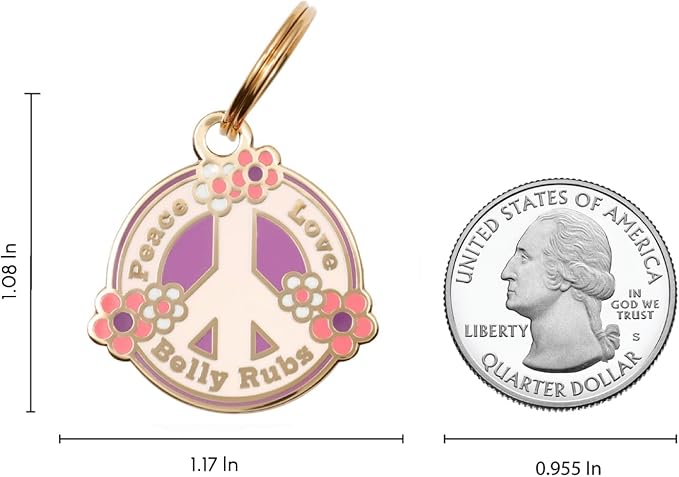 Two Tails Pet Company Personalized 'Peace, Belly Rubs' Pet ID Tag & Collar Charm - Image 2