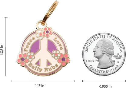 Two Tails Pet Company Personalized 'Peace, Belly Rubs' Pet ID Tag & Collar Charm - Image 2