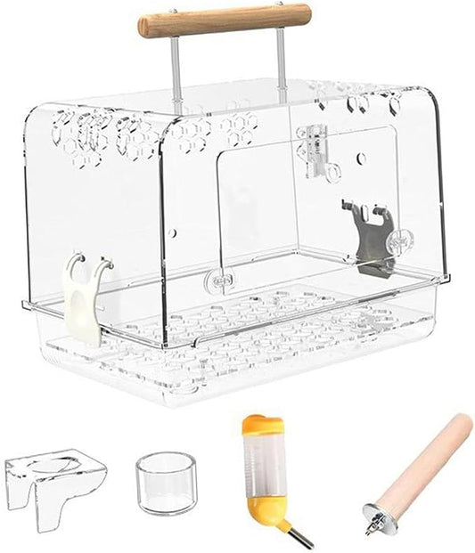 Hamster Cage Bird Travel Cage Portable Clear Accessories Acrylic Villa Bird - Image 2