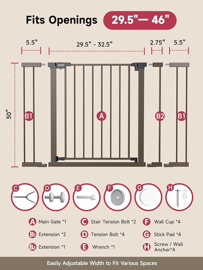 Baby Gate for Stairs, Stairs and Doorways Child Gate Pressure Mounted Safety - Image 6