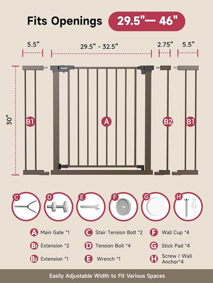 Baby Gate for Stairs, Stairs and Doorways Child Gate Pressure Mounted Safety - Image 6