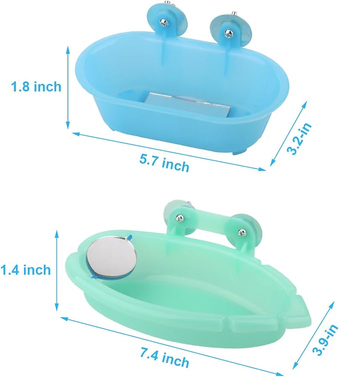Wontee Bird Bath Box with Mirror Portable Parrot Hanging Bathroom Bathing Tub - Image 4