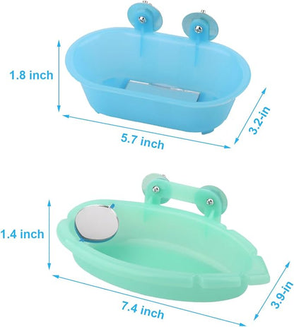 Wontee Bird Bath Box with Mirror Portable Parrot Hanging Bathroom Bathing Tub - Image 4