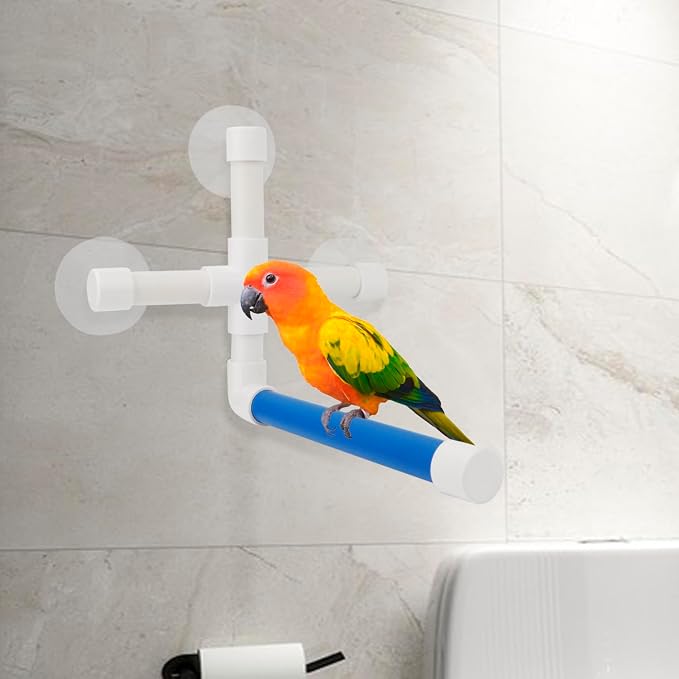 Hypeety Pet Parrot Bath Perches Rack Suction Cup Bird Window and Shower Perch - Image 4