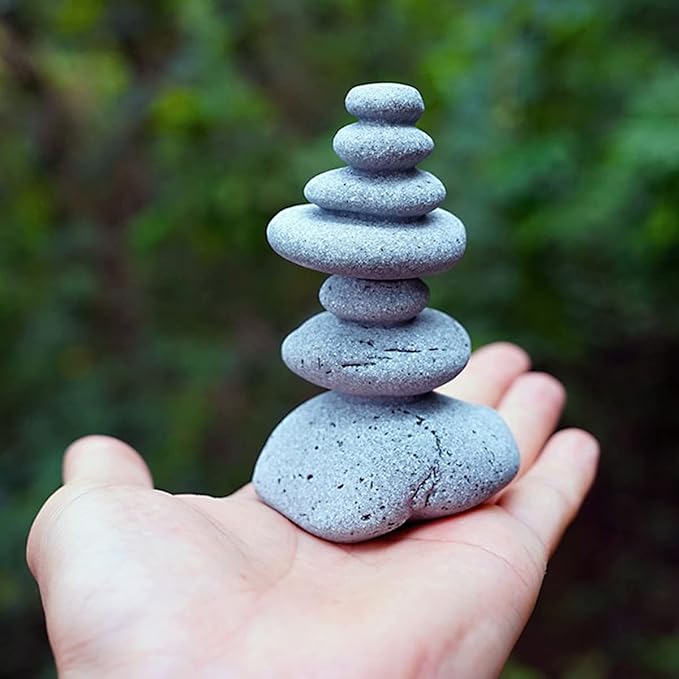 OwMell Balanced Stones Cairn Statue Garden Decor, Stacked Zen Rock Stone by OwMell