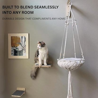 Modern Cat Wall Furniture Set – 5-Piece Hanging Shelves - Image 5