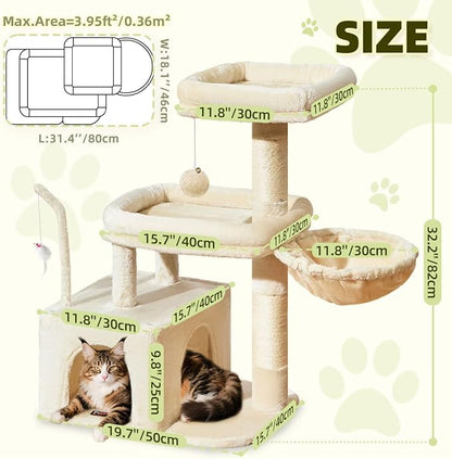 Taoqimiao MS043M Cat Tree, 32.2-Inch Cat Tower - Image 5