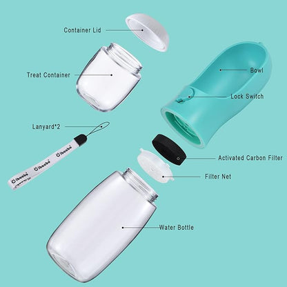 Dog Water Bottle with Food Container, Travel Puppy Water Bowl, Portable Pet - Image 2